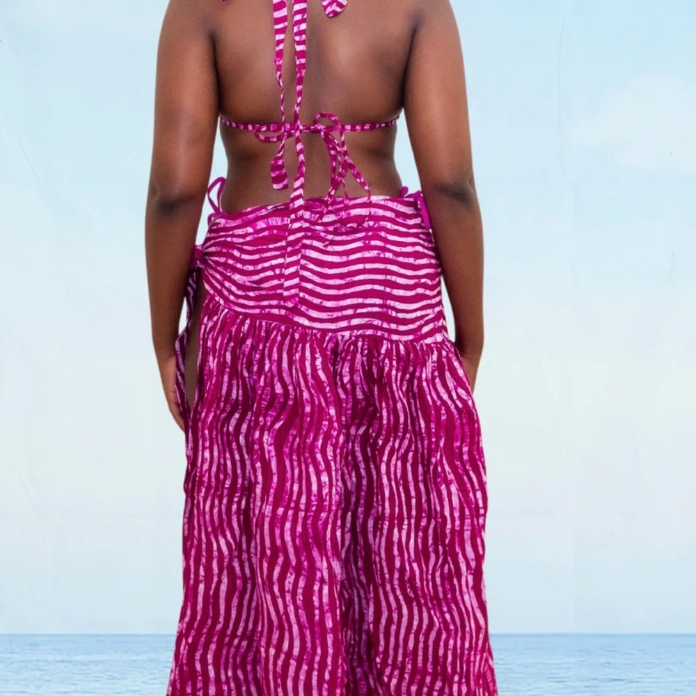 4pc Pink Zebra Print Bikini and Cover-Up Set w/ headband - Picture 3 of 5